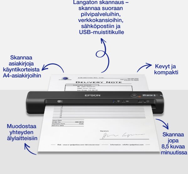 Epson WorkForce ES-60W A4 mobiilne skanner, patareitoitel - Pilt 4