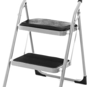 Tarmo -porrasjakkara, 2-tasoinen, alumiini ja musta