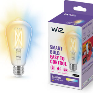 WiZ nutikas pirn, E27, läbipaistev klaas, reguleeritav valge - valge valguse varjundid WiFi, 2700-6500 K, 806 lm