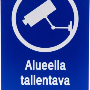 Kyltti, Alueella tallentava kameravalvonta, 20 x 30 cm, sininen