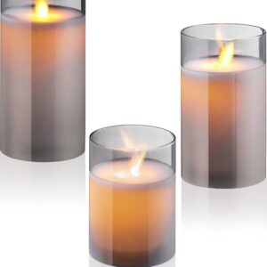 Enne Lumina -LED-kynttilät 3-setti, savulasi, 10/12,5/15 cm