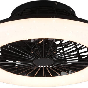 Trio Stralsund -LED-ventilaatorlamp 50 cm, 30 W, matt must