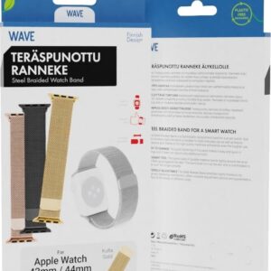 Wave teräspunottu ranneke, Apple Watch 42 / 44 / 45 / 46 / 49 mm, kulta