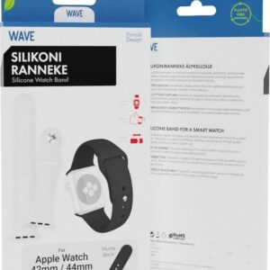 Wave silikoniranneke, Apple Watch 42 / 44 / 45 / 46 / 49 mm, musta