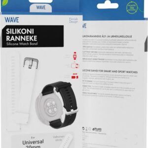 Wave silikoonrihm 20 mm, nutikellade ja spordikellade jaoks valge