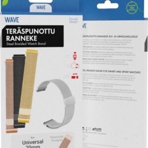 Laineline terasest punutud rihm 20 mm, nutikellade ja spordikellade jaoks, roosakuldne