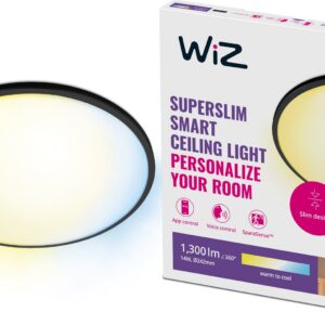 WiZ SuperSlim laelamp, ümmargune, must, 14 W, reguleeritava valgega, Wi-Fi