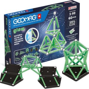 Geomag Glow taaskasutatud magnetiline ehituskomplekt, 60 osa