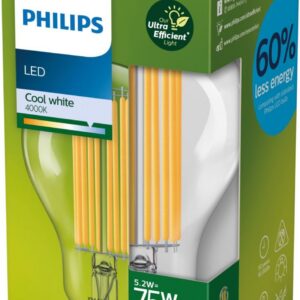 Philips Ultra Efficient LED-pirn, E27, 4000 K, 1095 lm, läbipaistev pind