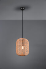Trio Runa rippvalgusti 35 cm, E27, mattmust/sisal