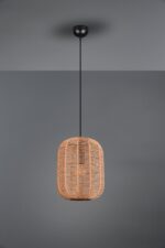 Trio Runa rippvalgusti 35 cm, E27, mattmust/sisal - Pilt 2