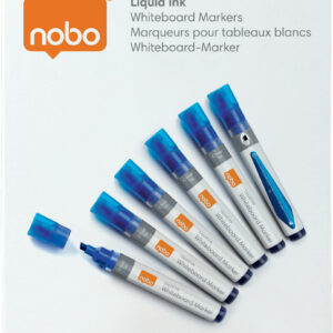 Nobo Liquid Ink -valkotaulukynät, viistokärki, sininen, 10 kpl