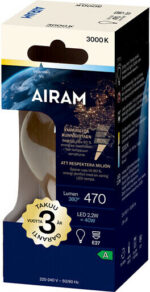 Airam LED A60 pirn, E27, 3000K, 470lm, läbipaistev kuppel - Pilt 3