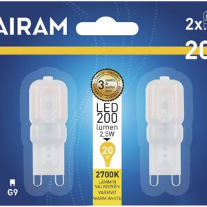 Airam LED polttimokupu opaali G9 -lamppu 200 lm 2-pack