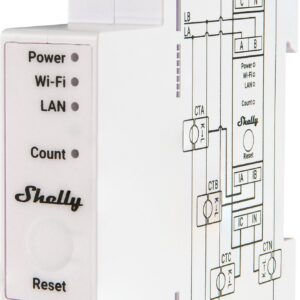 Shelly Pro 3EM DIN-kisko energiamittari, 3-vaiheinen