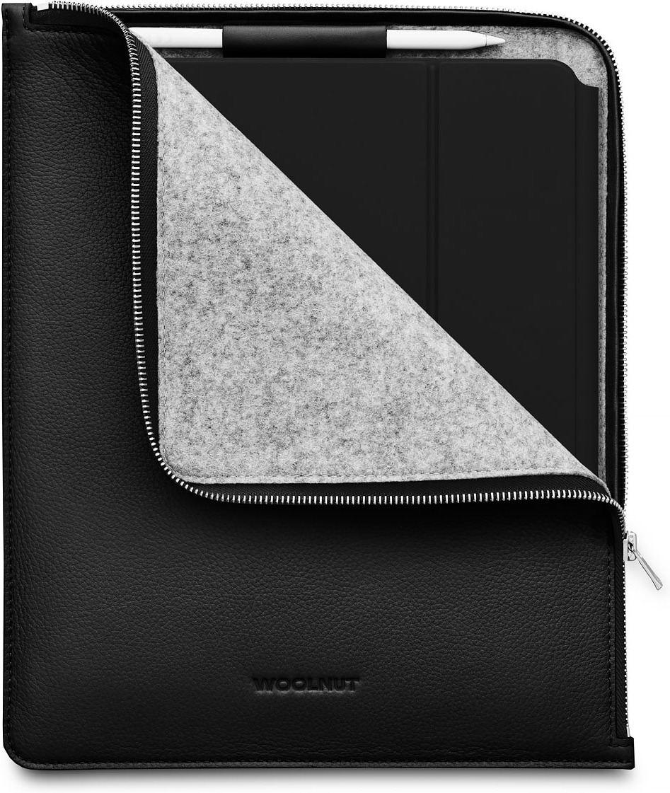 Villpähkliga nahkümbris iPad Pro 13" ja Air jaoks, must
