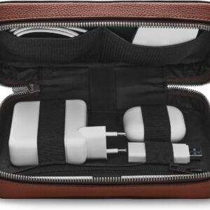 Woolnut Leather Tech Organizer -tarvikelaukku, konjakki