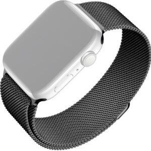 FIXED älykellon mesh-ranneke, Apple Watch 42 / 44 / 45 / 49 mm, musta