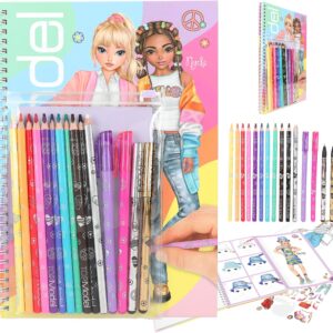 TOPModeli disainiraamat ja värvipliiatsid