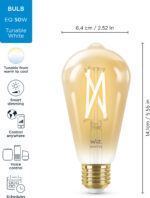 WiZ nutikas pirn, E27, merevaigukollane klaas - valge valguse varjundid, Wi-Fi, 2000-5000 K, 640 lm - Pilt 3