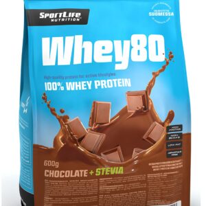 SportLife Whey80 šokolaadi ja steviaga vadakuvalgupulber, 600 g