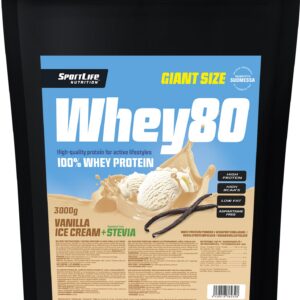 SportLife Whey80 vaniljejäätis + Stevia vadakuvalgupulber, 3 kg