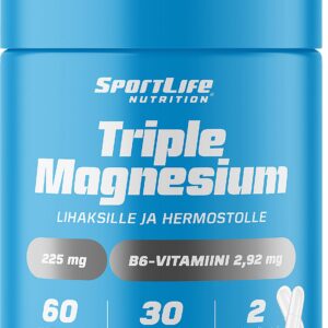SportLife kolmekordne magneesium 60 kapslit, 80 g