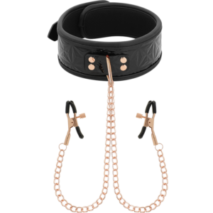 BLACK EDITION COLLAR WITH NIPPLE CLAMPS WITH NEOPRENE LINING