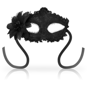 ANTIZAZ MASKS VENETIAN STYLE SIDE FLOWER BLACK