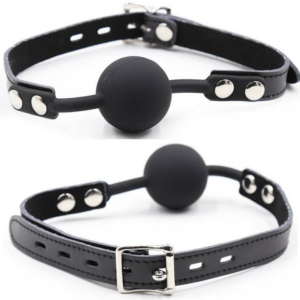 SILICONE BALL GAG WITH LEATHER BELT (PADLOCK INCLUDED)