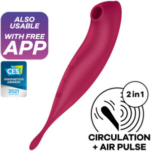 TWIRLING PRO+ AIR PULSE STIMULATOR & VIBRATOR APP RED