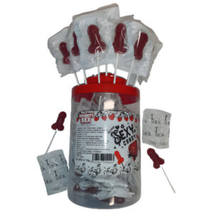 50 STRAWBERRY & CHERRY CANDY PENIS LOLLIPOP 50 UNITS