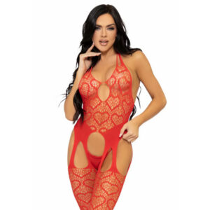 NET SUSPENDER BODYSTOCKING ONE SIZE RED