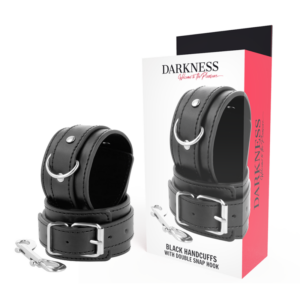 BLACK ADJUSTABLE HANDCUFFS WITH DOUBLE REINFORCEMENT TAPE