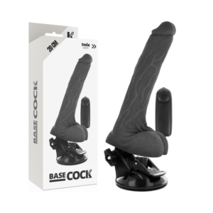 REALISTIC BLACK REMOTE CONTROL VIBRATOR WITH TESTICLES 20 CM -O- 4 CM