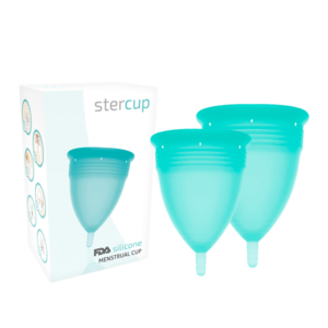 FDA SILICONE MENSTRUAL CUP PACK SIZE S + L AQUAMARINE