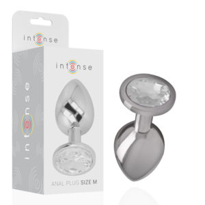 ALUMINUM METAL ANAL PLUG WITH SILVER CRYSTAL SIZE M