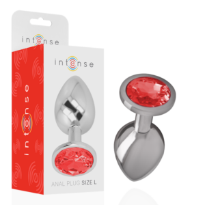 ALUMINUM METAL ANAL PLUG WITH RED CRYSTAL SIZE L