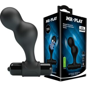 BLACK SILICONE VIBRATOR ANAL PLUG