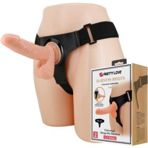 HARNESS BRIEFS UNIVERSAL HARNESS WITH DILDO TOM 20 CM NATURAL