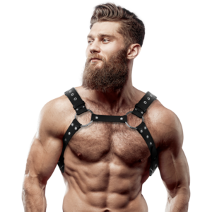 MENS ECO-LEATHER CHEST HARNESS WITH STUDS