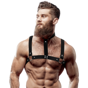 ADJUSTABLE ECO-LEATHER CHEST HARNESS WITH NECKLACE FOR MEN