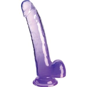 CLEAR DILDO WITH TESTICLES 20.3 CM PURPLE