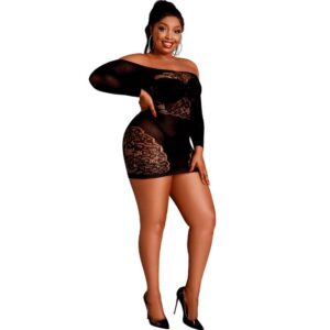 MODEL 7 LONG SLEEVE DRESS BLACK PLUS SIZE