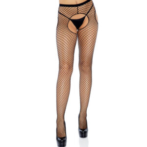 BLACK CROTCHLESS NET STOCKINGS