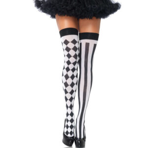 BLACK/WHITE ARLEQUIN HIGH SOCKS