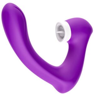 SECRETKISS LICKING VIBRATING CLIT & VIBRATOR CURVED PURPLE