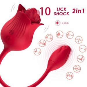 PINK CLITORIS STIMULATOR VIBRATOR WITH TAIL 10 MODES RED