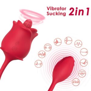 PINK 2 IN 1 SUCTION STIMULATOR & VIBRATOR 10 MODES WITH RED TAIL