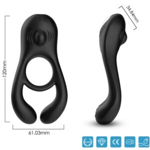 VEYRON DOUBLE VIBRATOR RING TOY FOR COUPLES BLACK